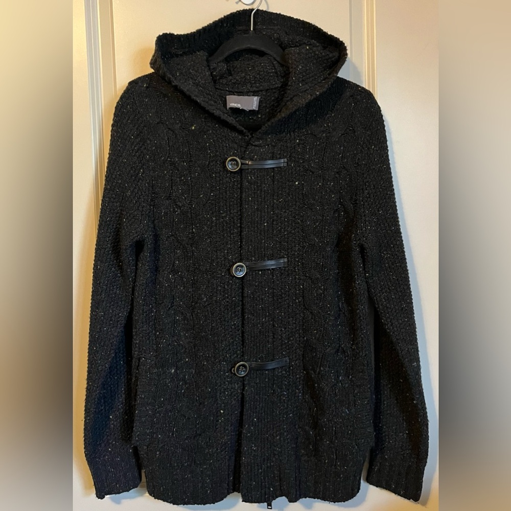 Vince Hooded Zip Wool Cardigan Sweater Mens Small